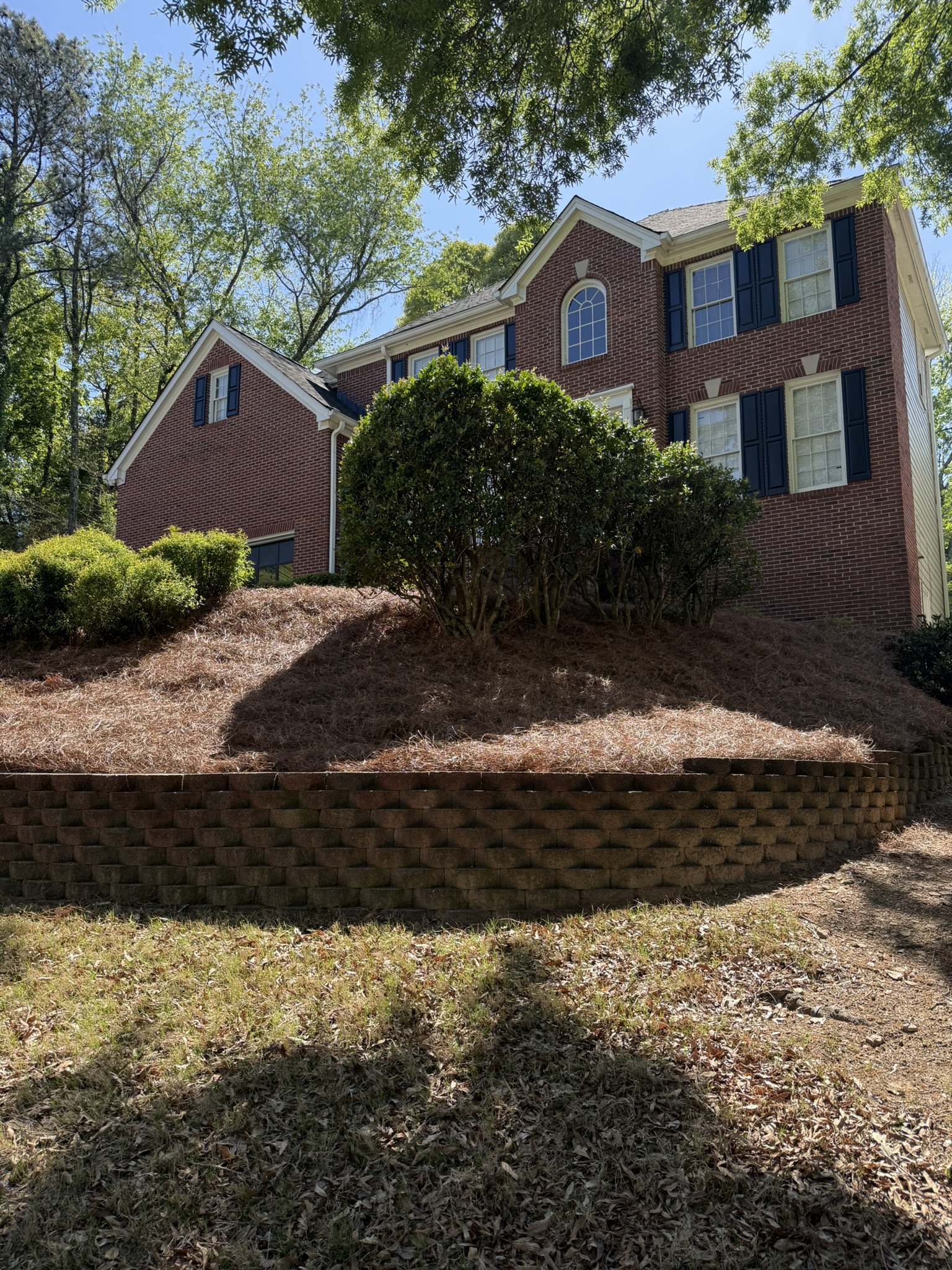 After pine straw installation